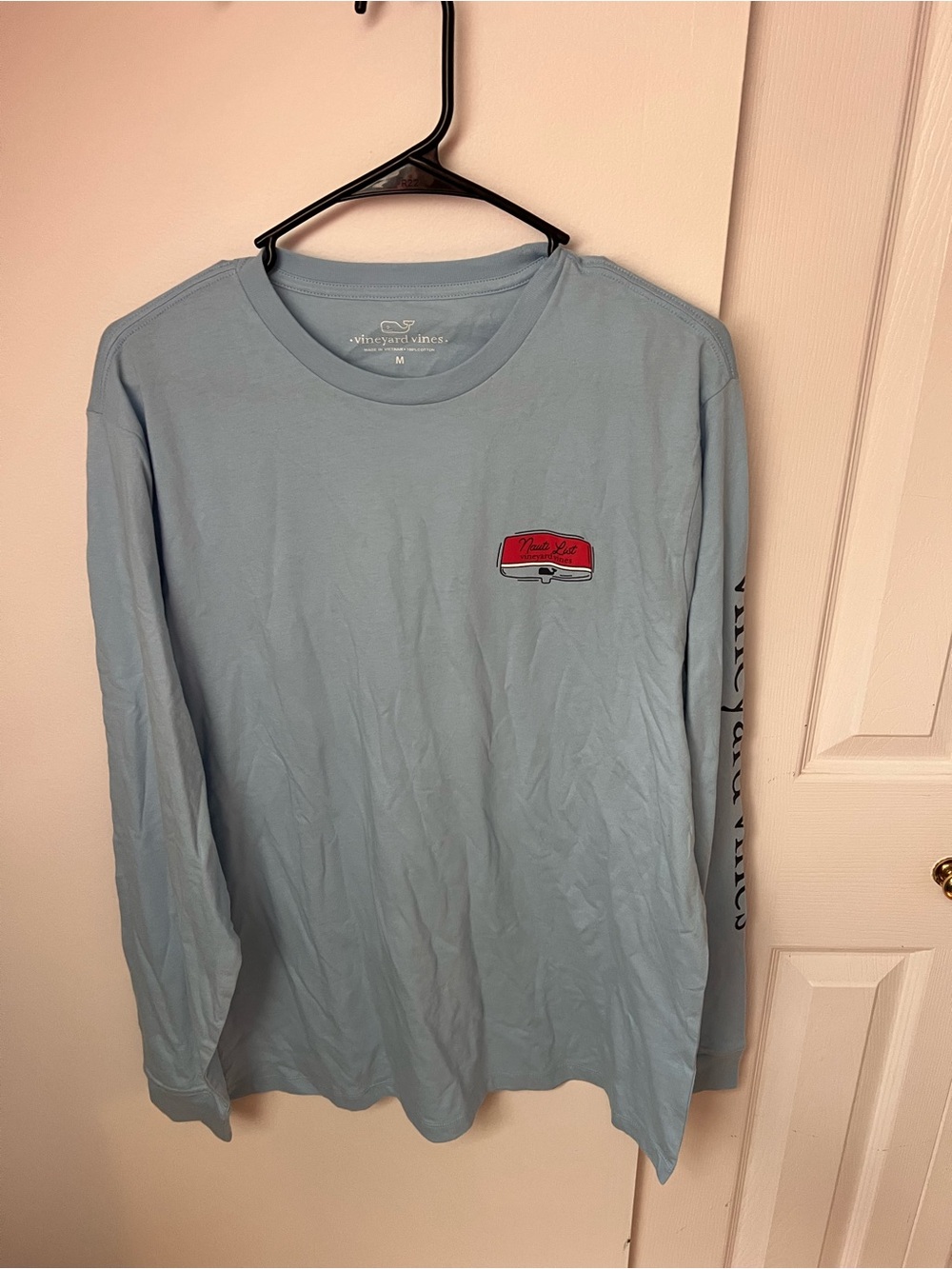 Vineyard Vines Pale Blue Long-Sleeve Tee with Red Chest Patch